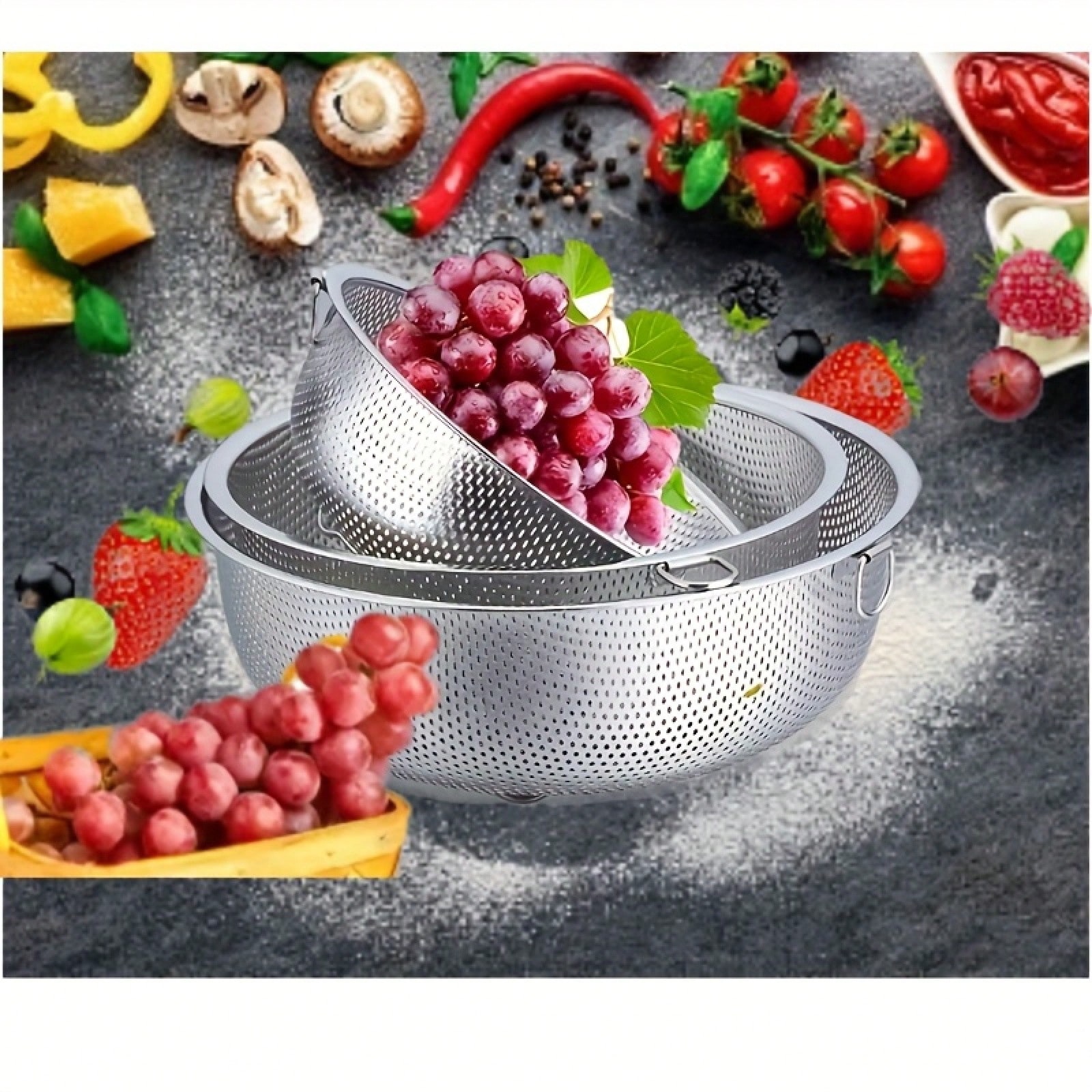 3pcs Stainless Steel Colander  - Kitchen Appliances Essentials review and price