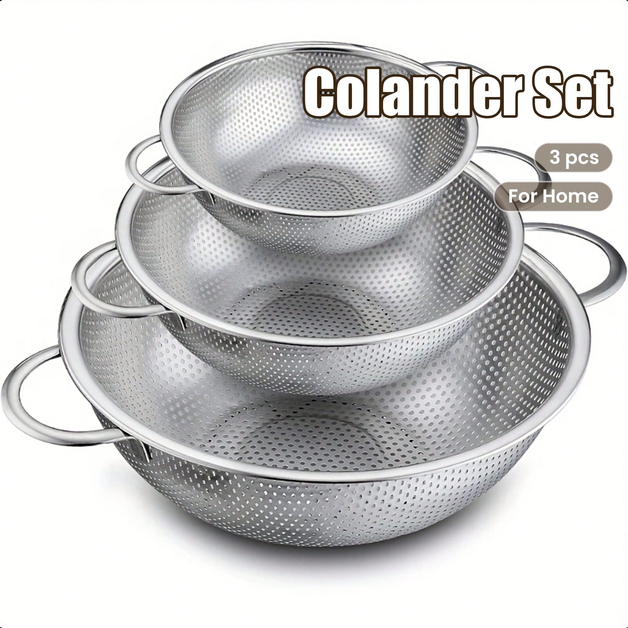 3pcs Stainless Steel Colander  - Kitchen Appliances Essentials review and price
